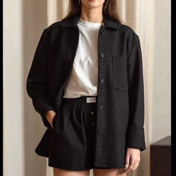 ECOLOGYST Slow Fashion Wool Harbour Coat Charcoal Grey Jacket Contemporary Sz M - Picture 2 of 10